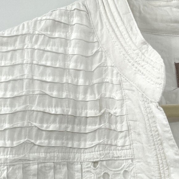 Chico's Women's White Eyelet Cotton Long Sleeve Open Front Jacket Size 3 - Picture 2 of 16